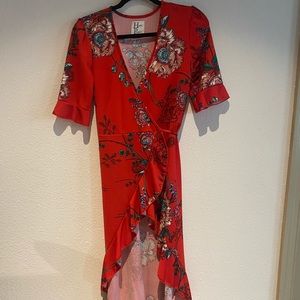 Floral Red Wrap dress